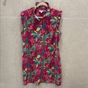 Chico's Tropical Print Dress with Red and Green
